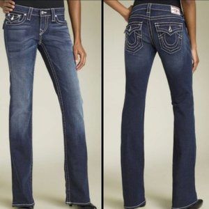 True Religion Disco Becky Big T Stretch Boot Cut Jeans Rhinestone Details